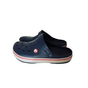 Crocs Crocband Navy Blue White Red Slip-On Clogs Adult Unisex Men's 8 Women's 10